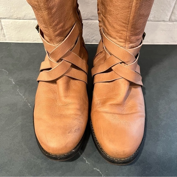 Cole Haan sz 7 tan leather tall harness riding boots - Picture 5 of 16